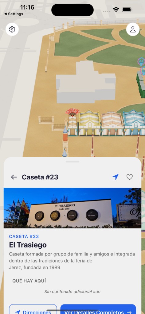 Tapping a suggested caseta flies to it on the map